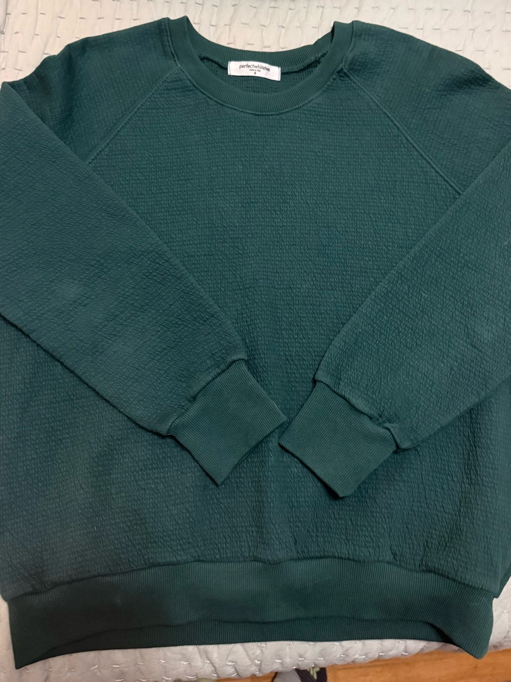 PerfectWhiteTee Dark Teal Textured Crewneck Sweatshirt